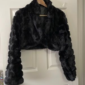 Black Fake Fur Bolero Jacket Size S